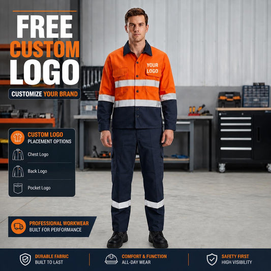 Orange/navy reflective shirt and trousers set feature graphic.