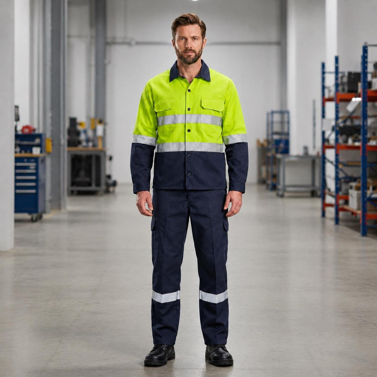 Neon yellow/navy reflective uniform alternate color.